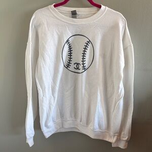 White Chanel Baseball Sweatshirt Size L